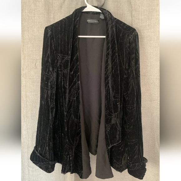 Dana Buchman Black Velvet Blazer Glittery Design Women’s 12 - Picture 1 of 3